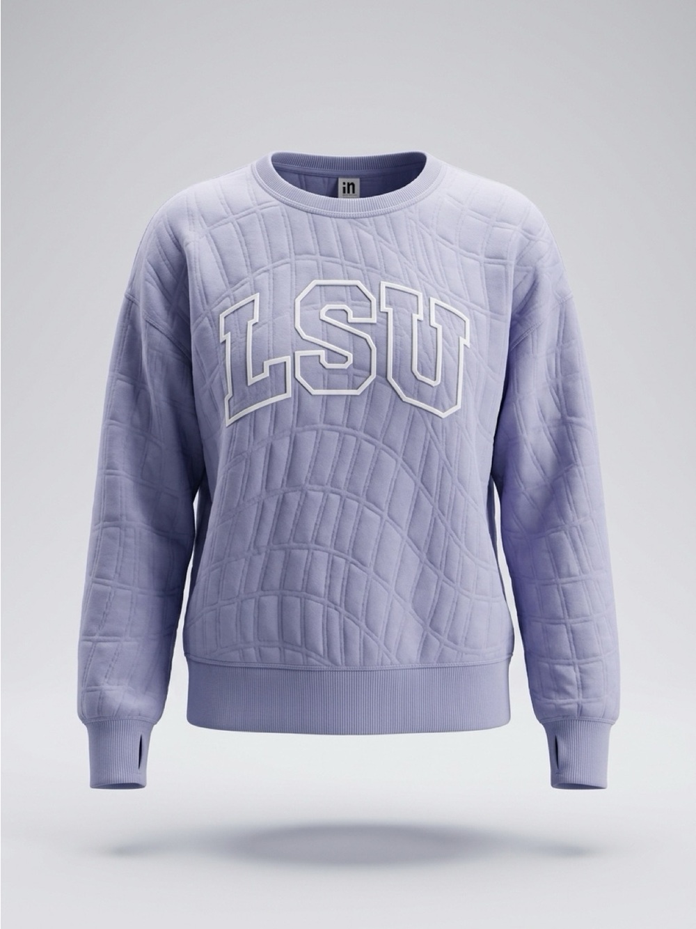 Ideology Lavender Quilted LSU Crewneck
